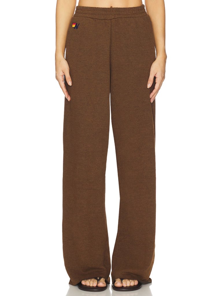 Aviator Nation Wide Leg Pocket Sweatpant In Chocolate Brown Sweats Pants Joggers